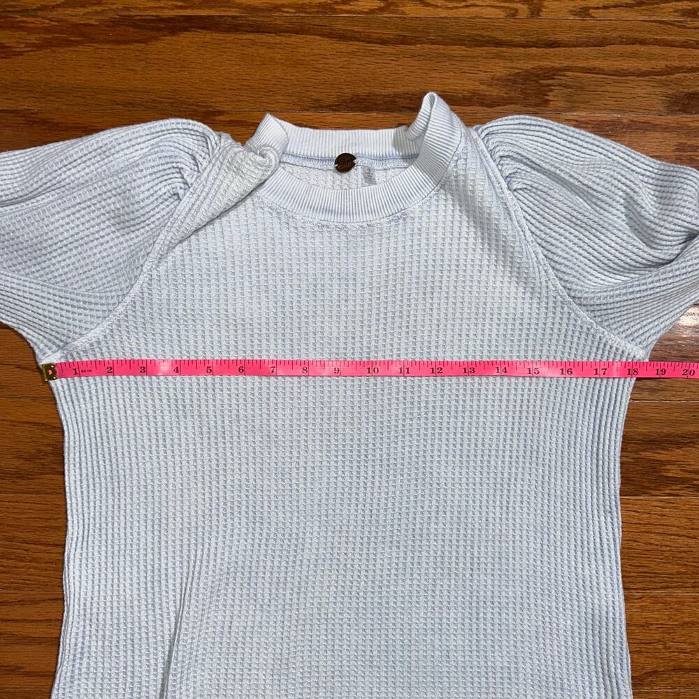 SOLD 💕Free People FP One Blue Moon Wesley Thermal Blouson Sleeve Top Size L - Picture 12 of 15